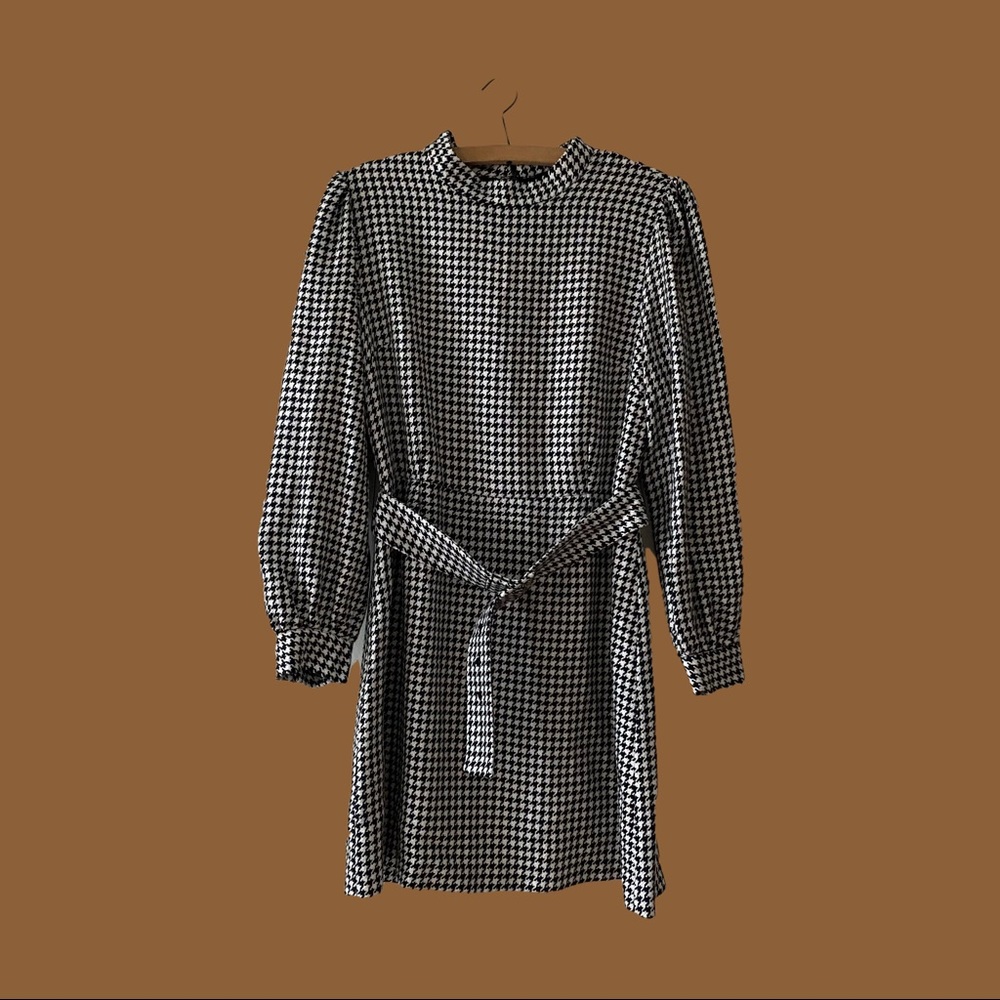 Sanctuary Mock Neck Gingham Mini Dress